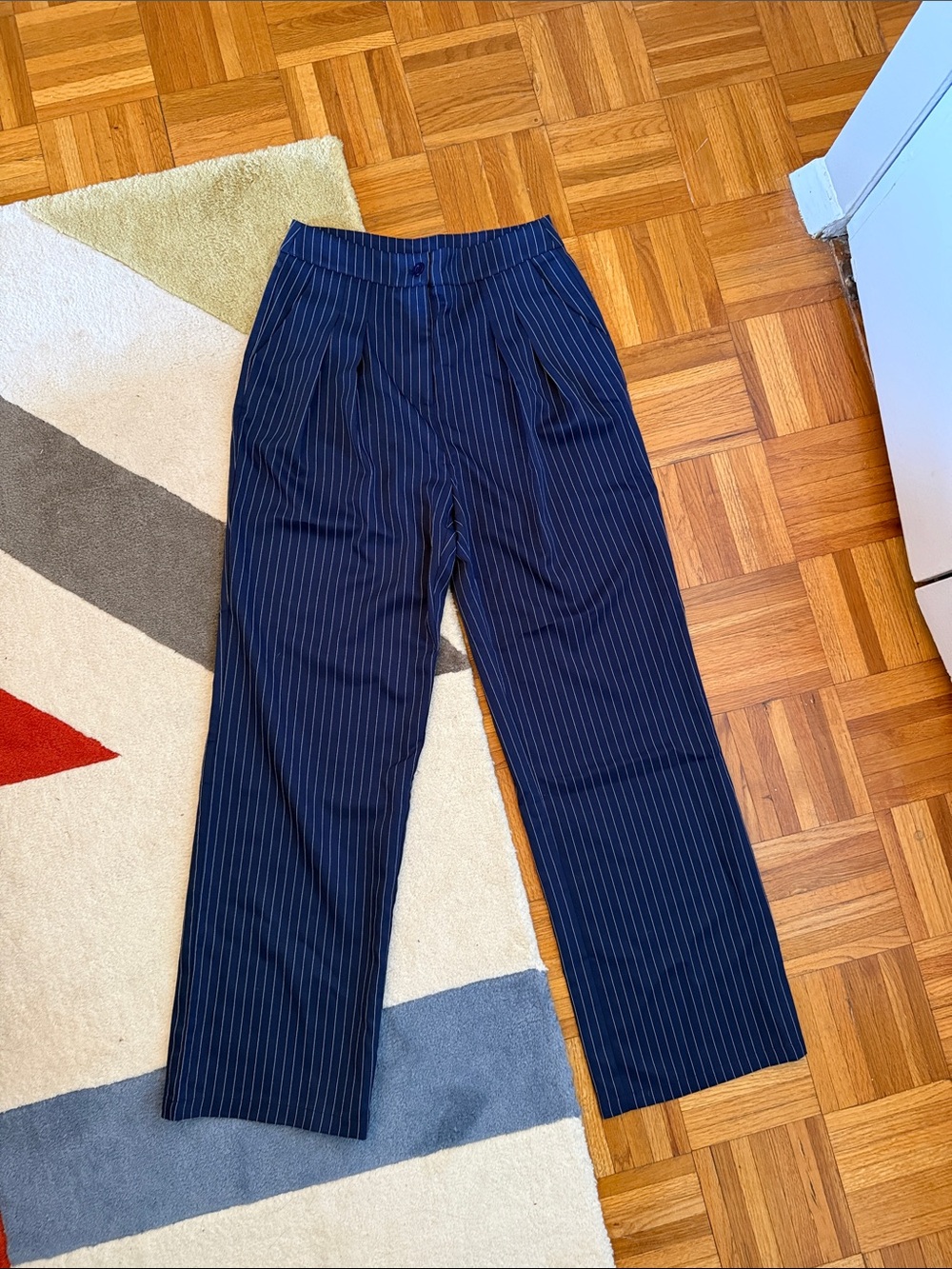 Commense Navy Pinstripe Trousers